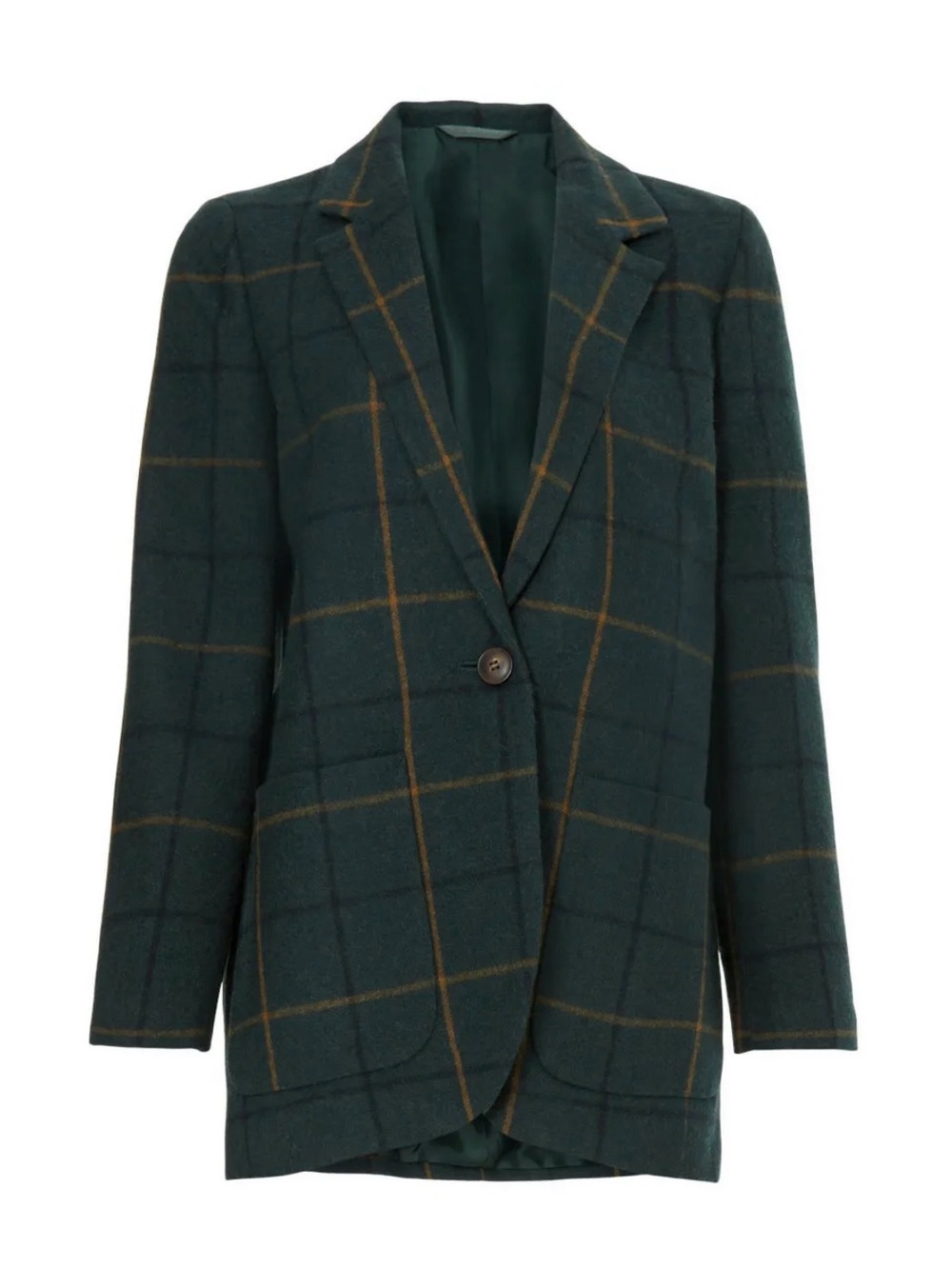 Madewell Larsen Windowpane Blazer Dark Green Single Button